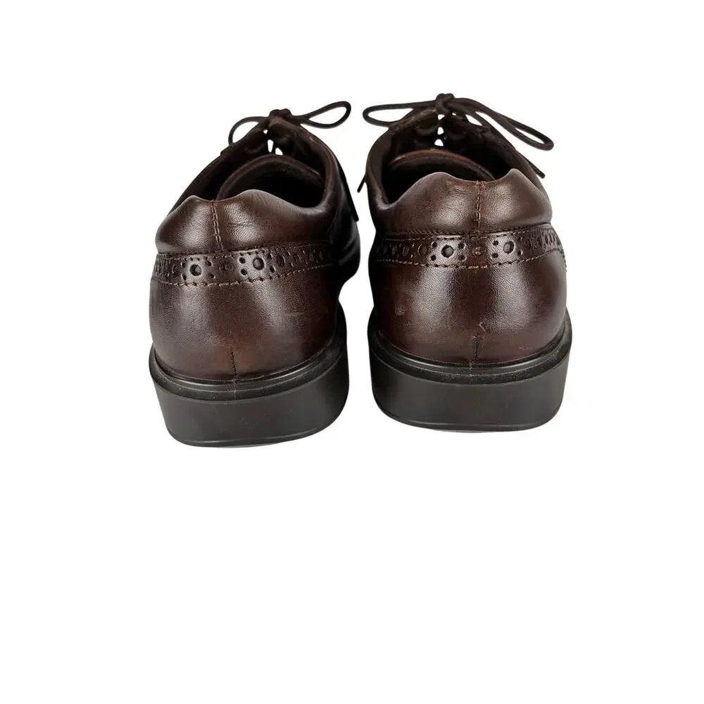 ECCO Brown Leather Wingtip Oxford Dress Shoes EU 43 US 9.5-10 Comfort NWOB
